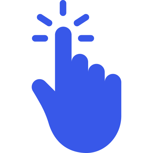 Blue hand click icon representing Pay Per Click Advertising Agency.